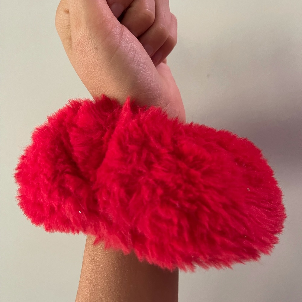 Red Fluffy Scrunchie - Picture 2 of 3